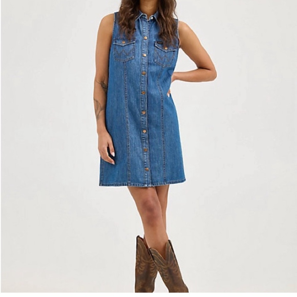 🩵Wrangler Sleeveless Button-Front Denim Dress🩵